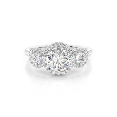 Halo Three Stone Diamond Ring Manufacturers, Suppliers, Exporters in Kowloon