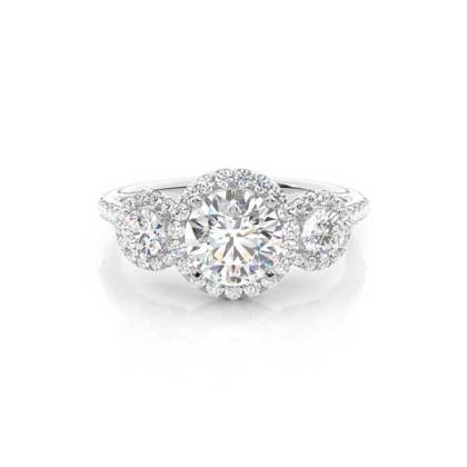 Halo Three Stone Diamond Ring Manufacturers in Netherlands